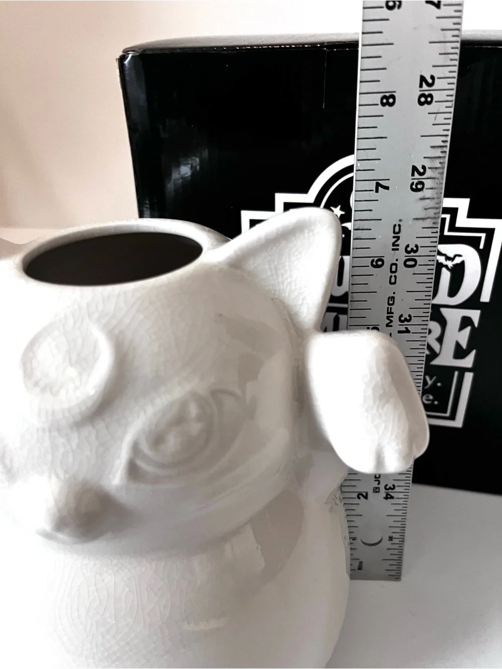 Killstar Ghost Kitty White Ceramic Flower Vase Glossy Crackle Ceramic Goth Cat